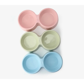 Pets Club Plastic Double Bowl - 88 Ml - 28*14.5*5.5 Cm - Green