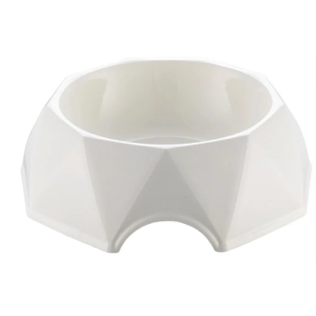Pets Club Diamond Shape Pet Bowl-White- Size(Cm): 23.5*23.5*7.2 Cm