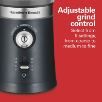 Hamilton Beach Custom Grind Coffee Grinder For Beans/Spices, 5 Size Settings-Coarse To Fine, Capacity For 4 To 14 Cups Coffee, Stainless Steel Bowl For Easy Pour And Cleaning, 2 Yrs Warranty, 80393R-ME
