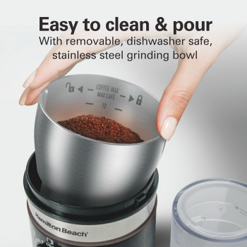 Hamilton Beach Custom Grind Coffee Grinder For Beans/Spices, 5 Size Settings-Coarse To Fine, Capacity For 4 To 14 Cups Coffee, Stainless Steel Bowl For Easy Pour And Cleaning, 2 Yrs Warranty, 80393R-ME