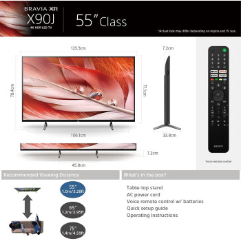Sony 55-Inch LED 4K with XR Android Smart Google TV and build-in receiver Model(2021) XR-55X90J Black