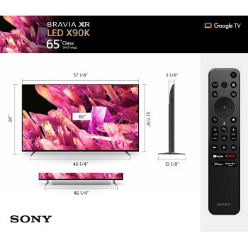 Sony X90K 65 Inch TV XR65X90K BRAVIA XR Full Array LED 4K UHD Smart Google TV- 2022 Model With 1 Year Manufacturer Warranty