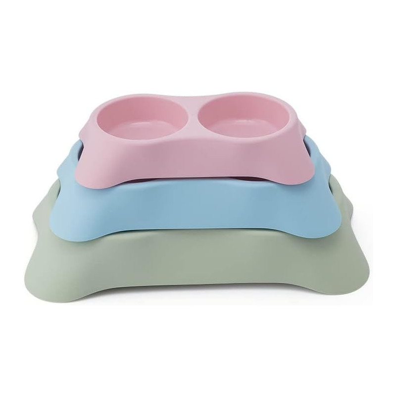 Pets Club Double Dining Bowl - 34*20*6.5Cm Blue