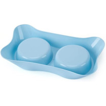 Pets Club Double Dining Bowl - 34*20*6.5Cm Blue