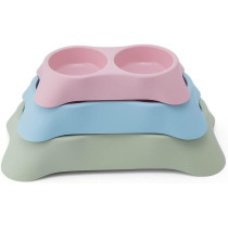 Pets Club Double Dining Bowl - 34*20*6.5Cm, Pink
