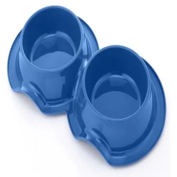 Pets Club Plastic Double Bowl Anti-Ant Without Bowl, 98 Ml, Size 38*21*5.5 Cm-Blue