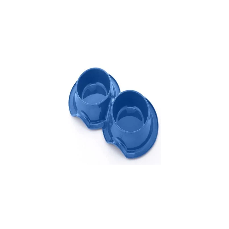 Pets Club Plastic Double Bowl Anti-Ant Without Bowl, 98 Ml, Size 38*21*5.5 Cm-Blue