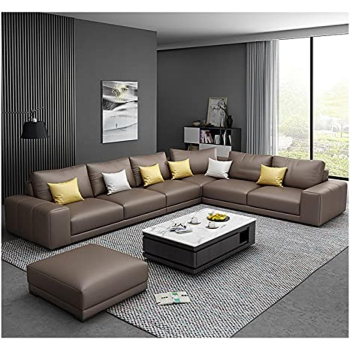 Nordic Style Luxury Furniture Sofa Set Corner Sofa L Shaped Sofa (Brown)
