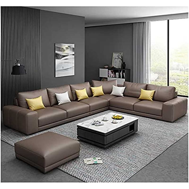 Nordic Style Luxury Furniture Sofa Set Corner Sofa L Shaped Sofa (Brown)