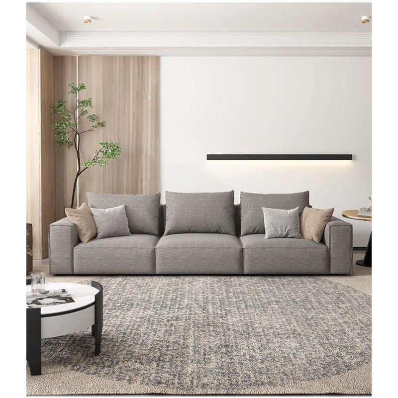 Fabric Sofa Combination Sofa Living Room Furniture (Brown, Four-Seater)