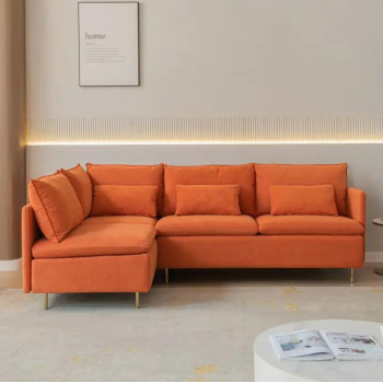 Orange Fabric Furniture Sofa Set New L-Shaped Living Room Sofas For Loft
