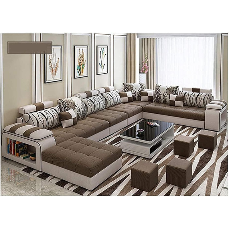 Live Room Sofa,Apartment Living Room Corner Nordic Removable Washable Sofa Combination Furniture (Brown)