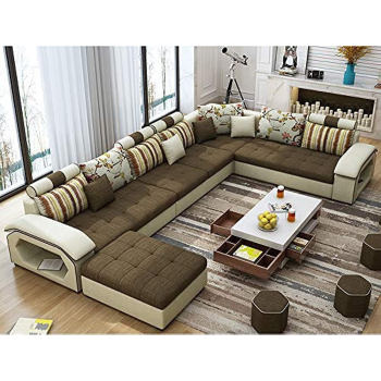 Modern Couch U Shaped Fabric Living Room Furniture Chaise Lounge Recliner Sectional L Shape Corner Sofa Sets (Charcole)