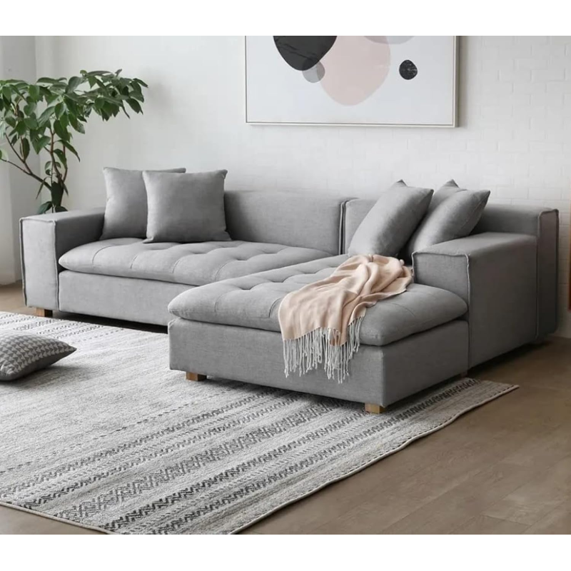 Living Room Sectional Couch Sofa Set For Property Developers And Interior Decorators (Dark Grey)