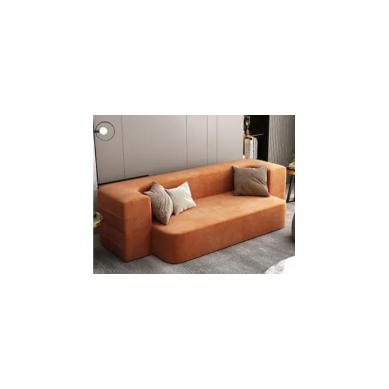 Extensibil Solid Colors Living Room Sofas Modern Pull Out Bed Recliner Lounge Lazy Sofa Chair Nordic Divano Home Furniture (Orange)