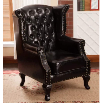 Glf King Chair, Arm Chair, Long Back, Comfertable Seat (Black, Leather)