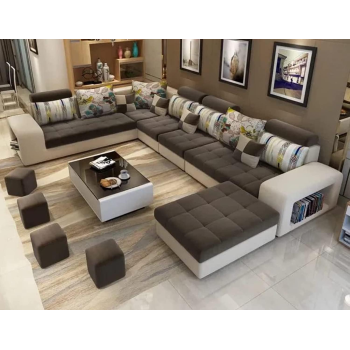 Live Room Sofa,Apartment Living Room Corner Sofa Set Combination Furniture (Brown)