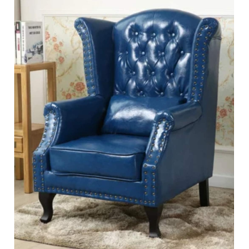 Glf King Chair, Arm Chair, Long Back, Comfertable Seat (Blue, Leather)