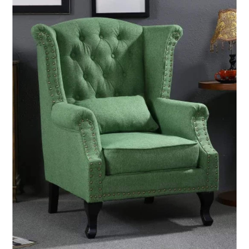 Glf King Chair, Arm Chair, Long Back, Comfertable Seat (Green, Cotton)