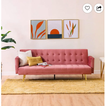 Light Luxury Fabric Sofa Bed Sectional Furniture (Pink)