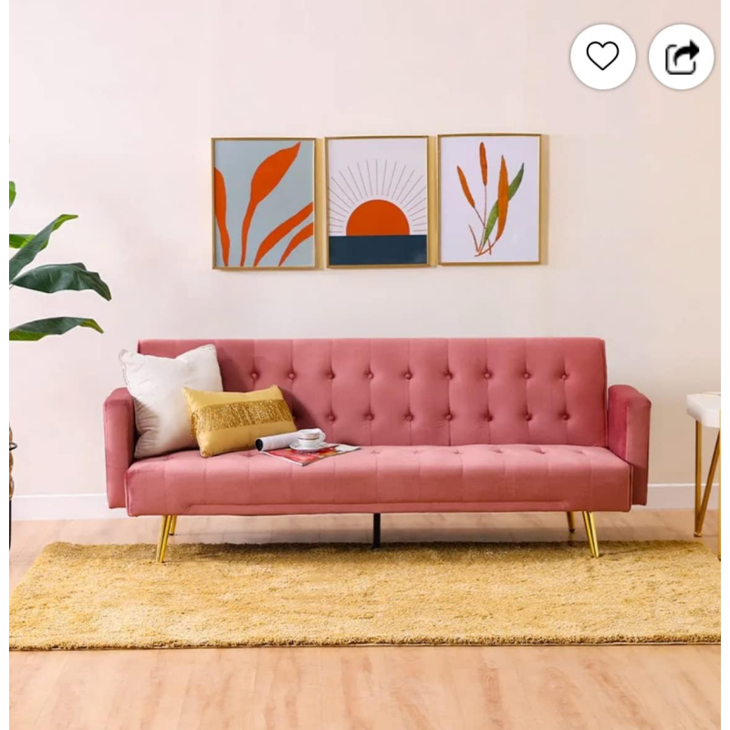 Light Luxury Fabric Sofa Bed Sectional Furniture (Pink)