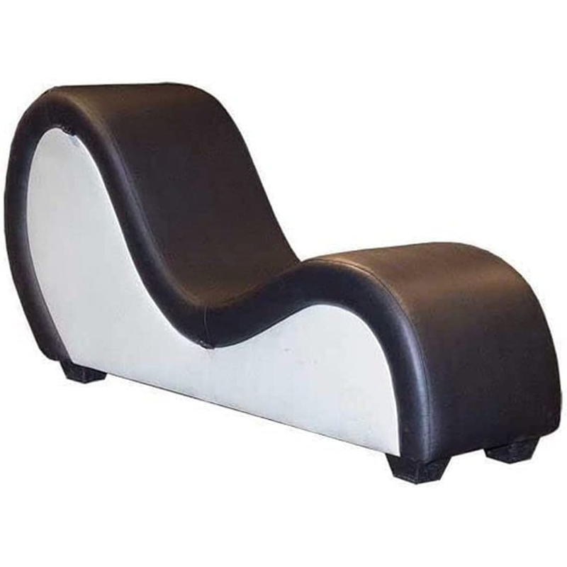 Modern Style Love Sofa Chair Furniture Adult Hotel Stretch Chaise Curved Yoga Lounge Love Sofa Chair (Black N White)