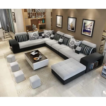 Live Room Sofa,Apartment Living Room Corner Sofa Set Combination Furniture (Black)