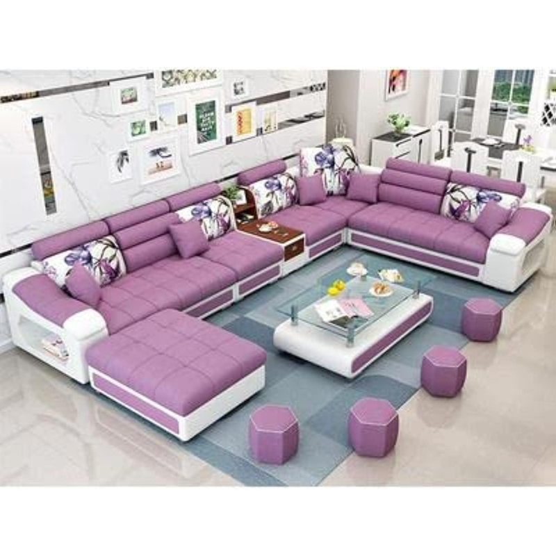 Modern L Shape Corner Sofa Sets (Purple)