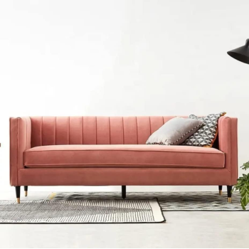 New Models Living Room Sofa Set Furniture Upholstered Sofa 3 Seater (Pink)