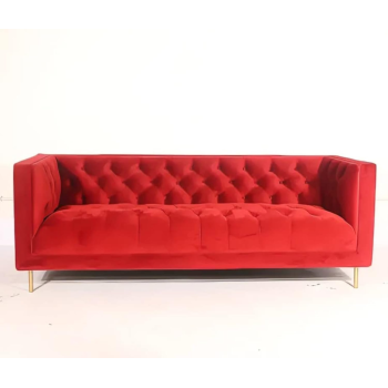 Italian Modern Living Room Furniture Fabric Couch Wedding Sofa 3 Seater Sectional White Velvet Sofa (Red)