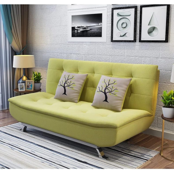 Fabric Multifunction Folding Foam Sofa Bed Set Living Room (Yellow)