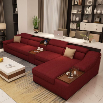 Jinpengran Living Room Fashion Fabric Sofa, Red