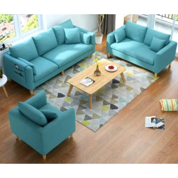 Modern Upholstered Fabric Sofa Modern Lounge 3+2+1 Seater Sofa Set (Turqouise)