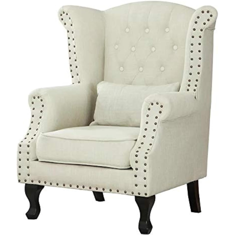 Glf King Chair, Arm Chair, Long Back, Comfertable Seat (Cream, Cotton)