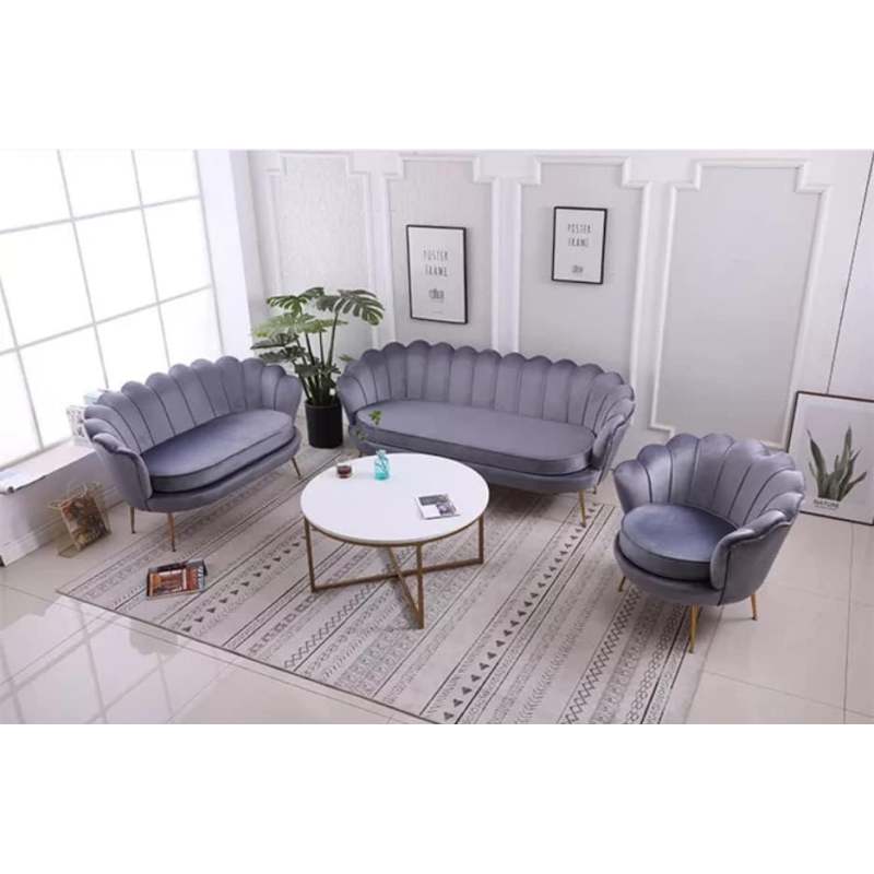 Modern Color Velvet Beauty Salon Clothing Store Living Room Sofa Set 3+2+1 (Grey)