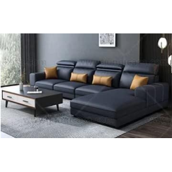 Furniture Factory Living Room Sofas Bed Set Fabric Couch Lounge U Shape Sectional Sofa 5 Seater Sofa (Navy Blue)