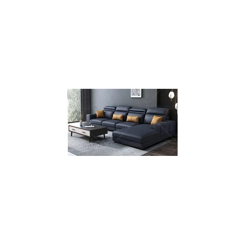 Furniture Factory Living Room Sofas Bed Set Fabric Couch Lounge U Shape Sectional Sofa 5 Seater Sofa (Navy Blue)