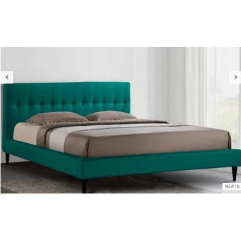 Arena Upholstered Velvet Bed Frame Bedroom Furniture Strong And Sturdy Modern Design Wooden Double Bed | Quiet & Comfortable Bed With Free Installation (200 X 200 Cm, Green)