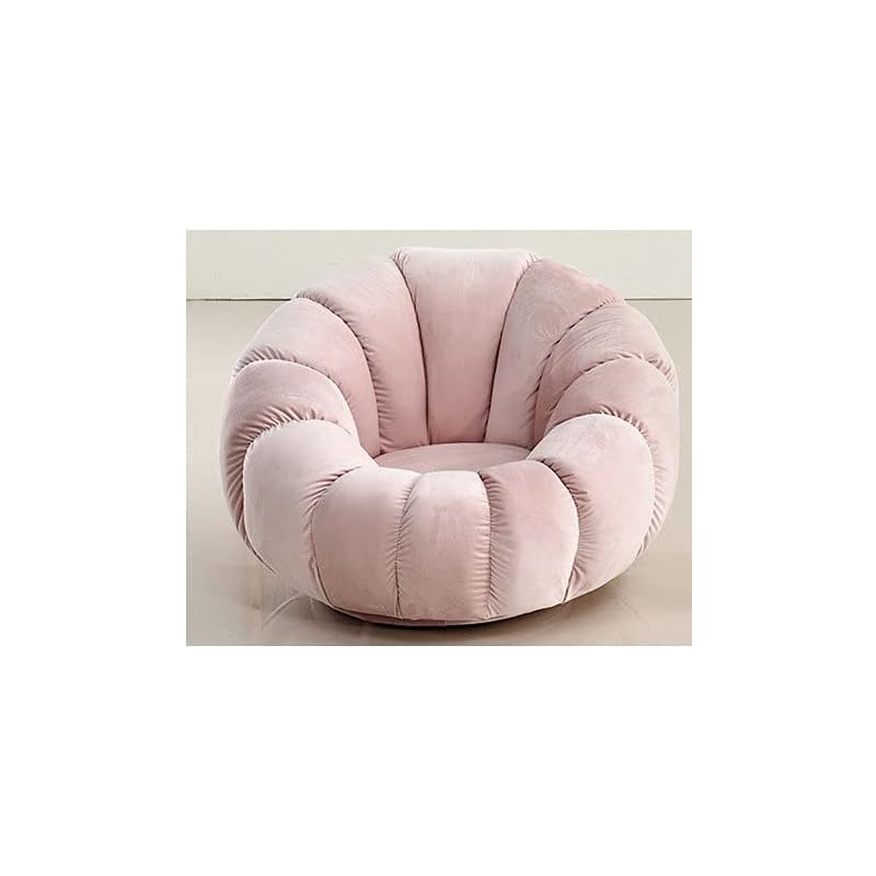 Sofa Chair Indoor Pumpkin Shaped Fabric Modern Set Style Living Room Furniture Lounge Chair (Pink)