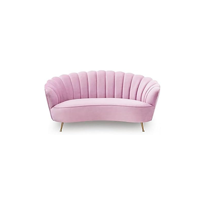 Flower Elegant Style, Velvet Fabric Upholstered, 3 Seater Curved Sofa Couch Living Room Sofa (Pink)
