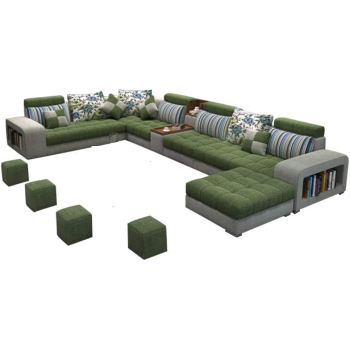 Modern Simple U-Shaped Sofa Living Room Chaise Longue Sofa Removable And Washable Cotton And Linen Fabric Sofa Multicolor