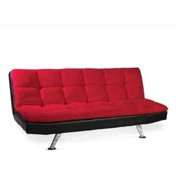Glf Sofa Cum Bed (Red)-Three Seater Sofa Which Can Be Converted Easly To Bed-Combination Of Twoo Different Coloure Looks So Good With This-Mettal Legs Are Attached To It