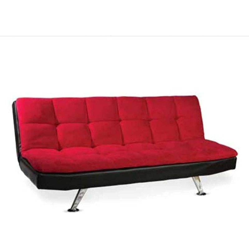 Glf Sofa Cum Bed (Red)-Three Seater Sofa Which Can Be Converted Easly To Bed-Combination Of Twoo Different Coloure Looks So Good With This-Mettal Legs Are Attached To It