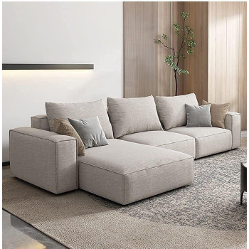 Fabric Sofa Combination Sofa Living Room Furniture (Three-Seater) (Grey)