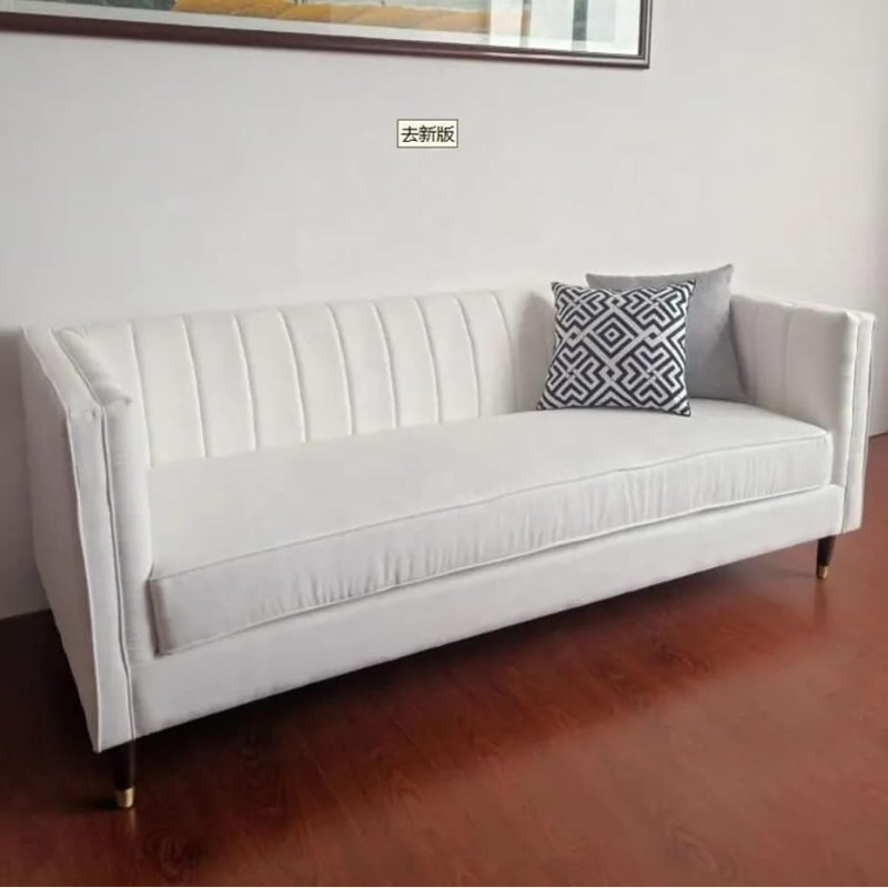 New Models Living Room Sofa Set Furniture Upholstered Sofa 3 Seater (White)