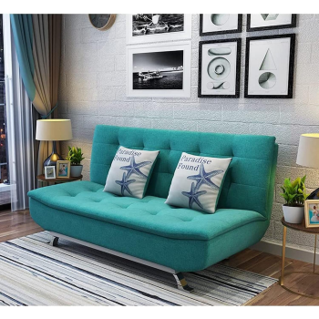 Fabric Multifunction Folding Foam Sofa Bed Set Living Room (Turqoise)