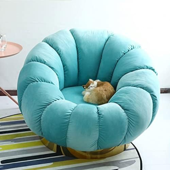Sofa Chair Indoor Pumpkin Shaped Fabric Modern Set Style Living Room Furniture Lounge Chair (Blue)