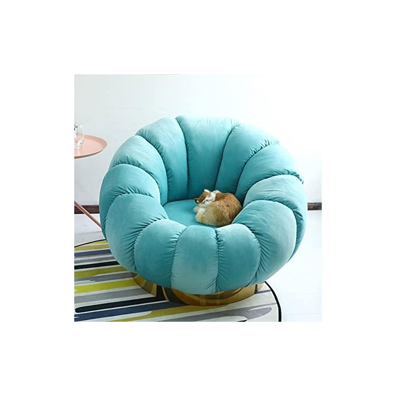 Sofa Chair Indoor Pumpkin Shaped Fabric Modern Set Style Living Room Furniture Lounge Chair (Blue)