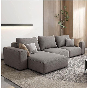 Fabric Sofa Combination Sofa Living Room Furniture (Three-Seater) (Dark Grey)