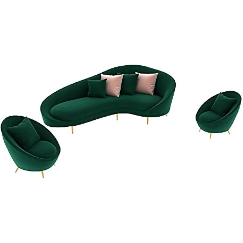 Modern Curved Shape Velvet Design Luxury Furniture Living Room Sofa Set